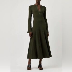Simkhai Women's Genna Knit Midi Dress XS NWT Color Moss